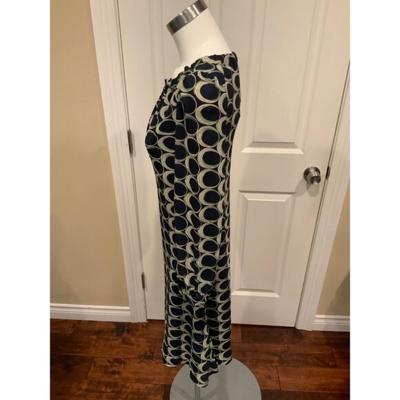 Moulinette Soeurs Blue Shift Dress w/ Circle Print & Tie-Neck, Size 2 (US) - Picture 4 of 6